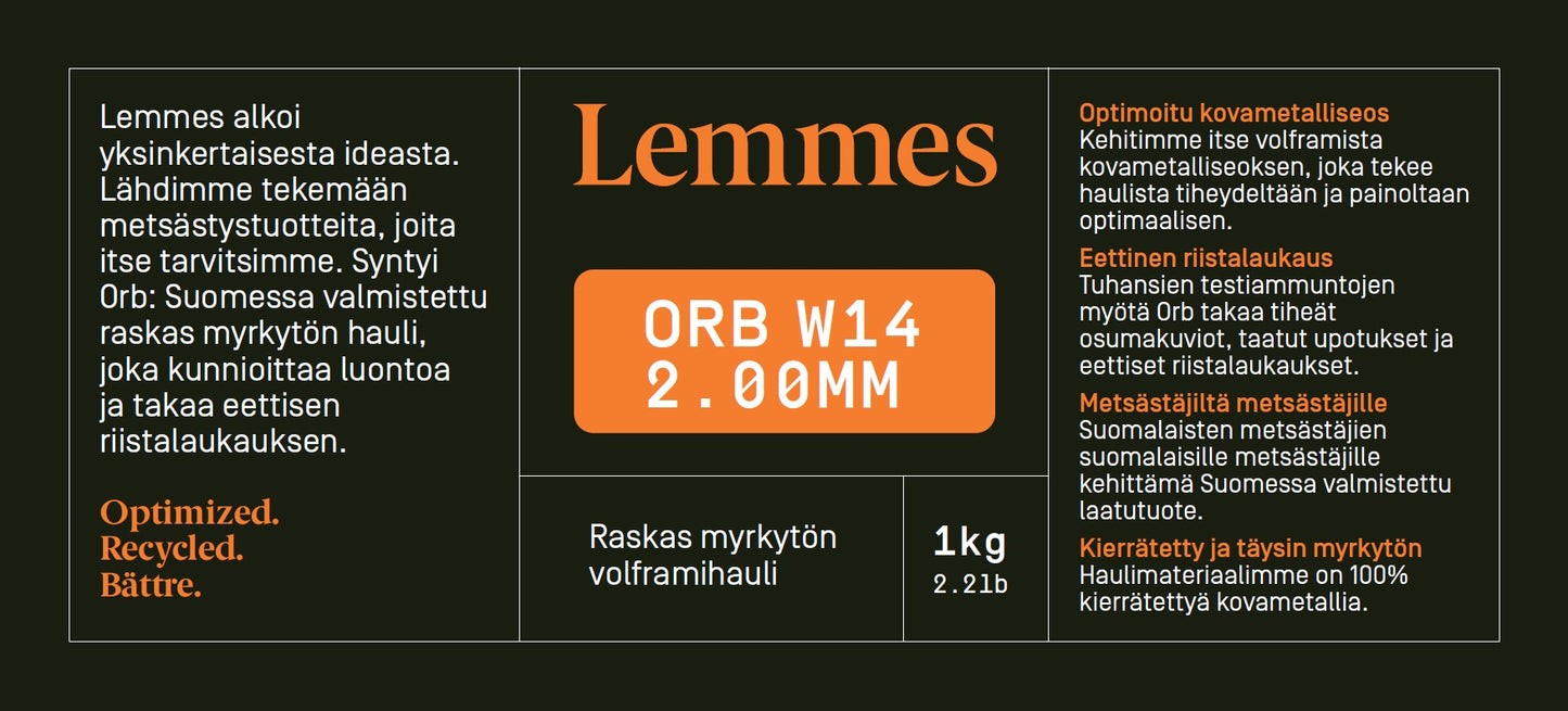 Lemmes® Orb W14 2.00MM raskas myrkytön wolframihauli 1kg